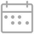 Minimalist calendar symbol in gray outline.