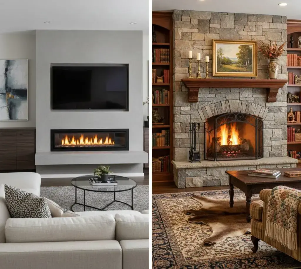 Northern Colorado Basements Fireplace Features: Modern vs. Traditional Styles